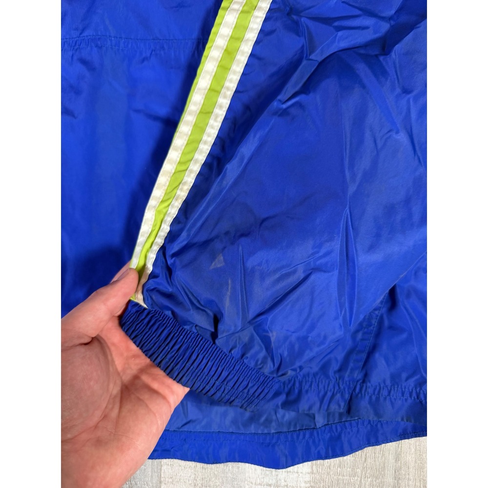 Vintage Adidas Windbreaker Pullover Jacket Blue Lime Green XXL 1/4 Zip Hooded - Picture 12 of 16